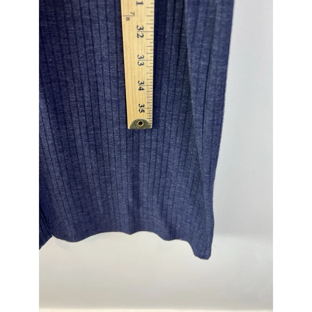 Paper Doll Ribbed Blue Sweater Dress‎ Women L Comfort Cozy Minimal Buttons Long - Picture 7 of 9